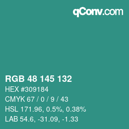Color code: RGB 48 145 132 | qconv.com