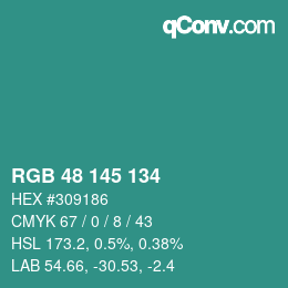 Color code: RGB 48 145 134 | qconv.com
