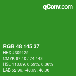 Color code: RGB 48 145 37 | qconv.com