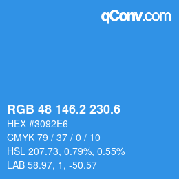 カラーコード: RGB 48 146.2 230.6 | qconv.com