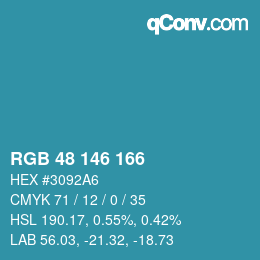 Color code: RGB 48 146 166 | qconv.com