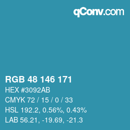 Color code: RGB 48 146 171 | qconv.com