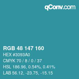 Color code: RGB 48 147 160 | qconv.com