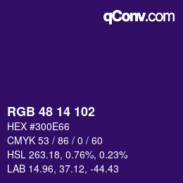 Color code: RGB 48 14 102 | qconv.com