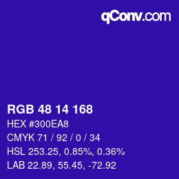 Color code: RGB 48 14 168 | qconv.com