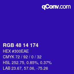 Color code: RGB 48 14 174 | qconv.com