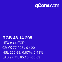 Color code: RGB 48 14 205 | qconv.com