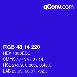 Color code: RGB 48 14 220 | qconv.com