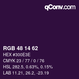 Color code: RGB 48 14 62 | qconv.com