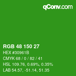Color code: RGB 48 150 27 | qconv.com