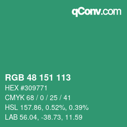 Color code: RGB 48 151 113 | qconv.com