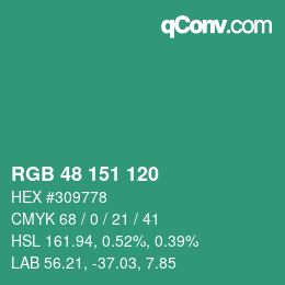 Color code: RGB 48 151 120 | qconv.com