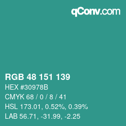 Farbcode: RGB 48 151 139 | qconv.com