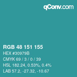 Color code: RGB 48 151 155 | qconv.com