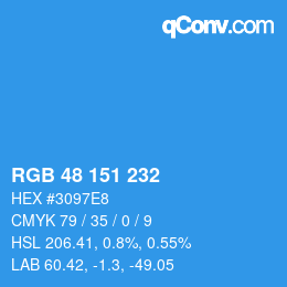 Color code: RGB 48 151 232 | qconv.com