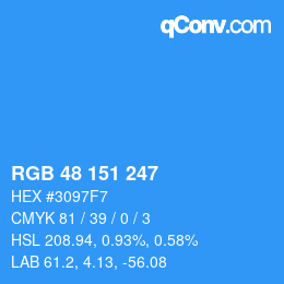 Color code: RGB 48 151 247 | qconv.com