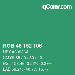 Color code: RGB 48 152 106 | qconv.com