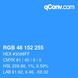 Color code: RGB 48 152 255 | qconv.com