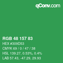 颜色代码: RGB 48 157 83 | qconv.com