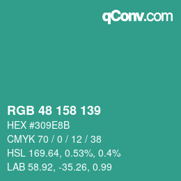 Color code: RGB 48 158 139 | qconv.com