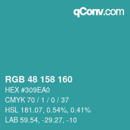 Color code: RGB 48 158 160 | qconv.com