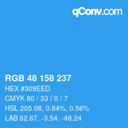 カラーコード: RGB 48 158 237 | qconv.com