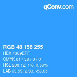Color code: RGB 48 158 255 | qconv.com