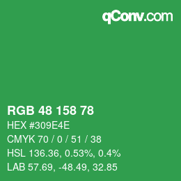 Color code: RGB 48 158 78 | qconv.com