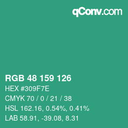 颜色代码: RGB 48 159 126 | qconv.com