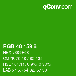カラーコード: RGB 48 159 8 | qconv.com