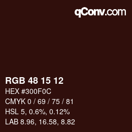 Color code: RGB 48 15 12 | qconv.com