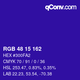 Color code: RGB 48 15 162 | qconv.com