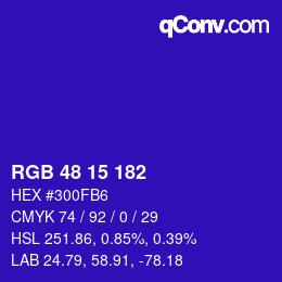 Color code: RGB 48 15 182 | qconv.com
