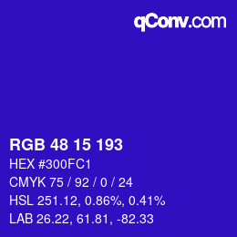 Color code: RGB 48 15 193 | qconv.com
