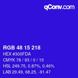 Color code: RGB 48 15 218 | qconv.com