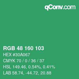 Color code: RGB 48 160 103 | qconv.com