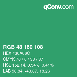 Color code: RGB 48 160 108 | qconv.com