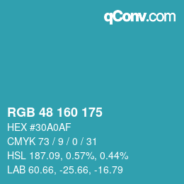 Color code: RGB 48 160 175 | qconv.com