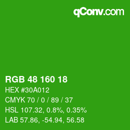 Color code: RGB 48 160 18 | qconv.com