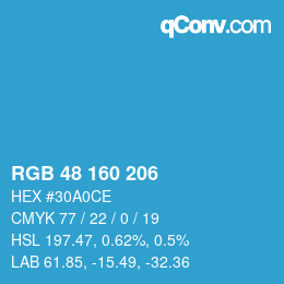 Color code: RGB 48 160 206 | qconv.com