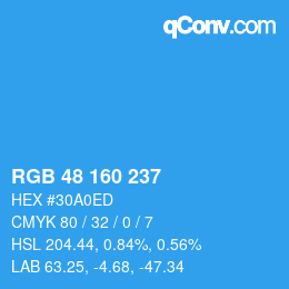 Color code: RGB 48 160 237 | qconv.com