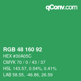 Color code: RGB 48 160 92 | qconv.com