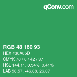 Color code: RGB 48 160 93 | qconv.com
