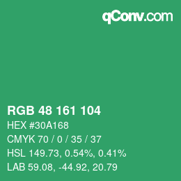 Color code: RGB 48 161 104 | qconv.com