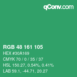 Color code: RGB 48 161 105 | qconv.com