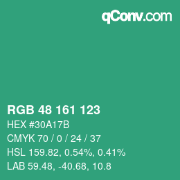 Color code: RGB 48 161 123 | qconv.com