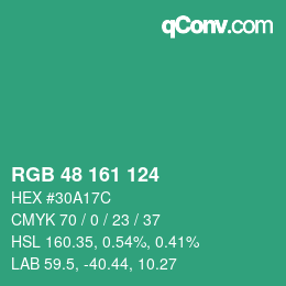Color code: RGB 48 161 124 | qconv.com