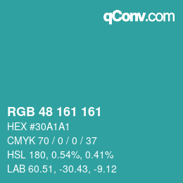 Color code: RGB 48 161 161 | qconv.com