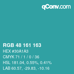 Color code: RGB 48 161 163 | qconv.com