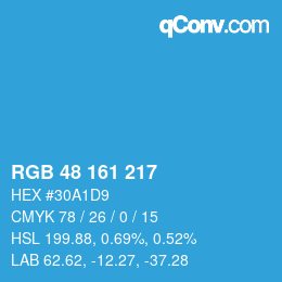 Color code: RGB 48 161 217 | qconv.com